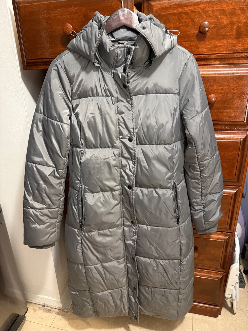 St. John's Bay Long Puffer Coat - Gray